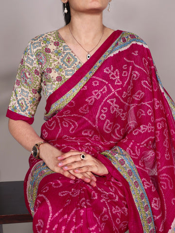 Madhubani Bandhej Print Saree