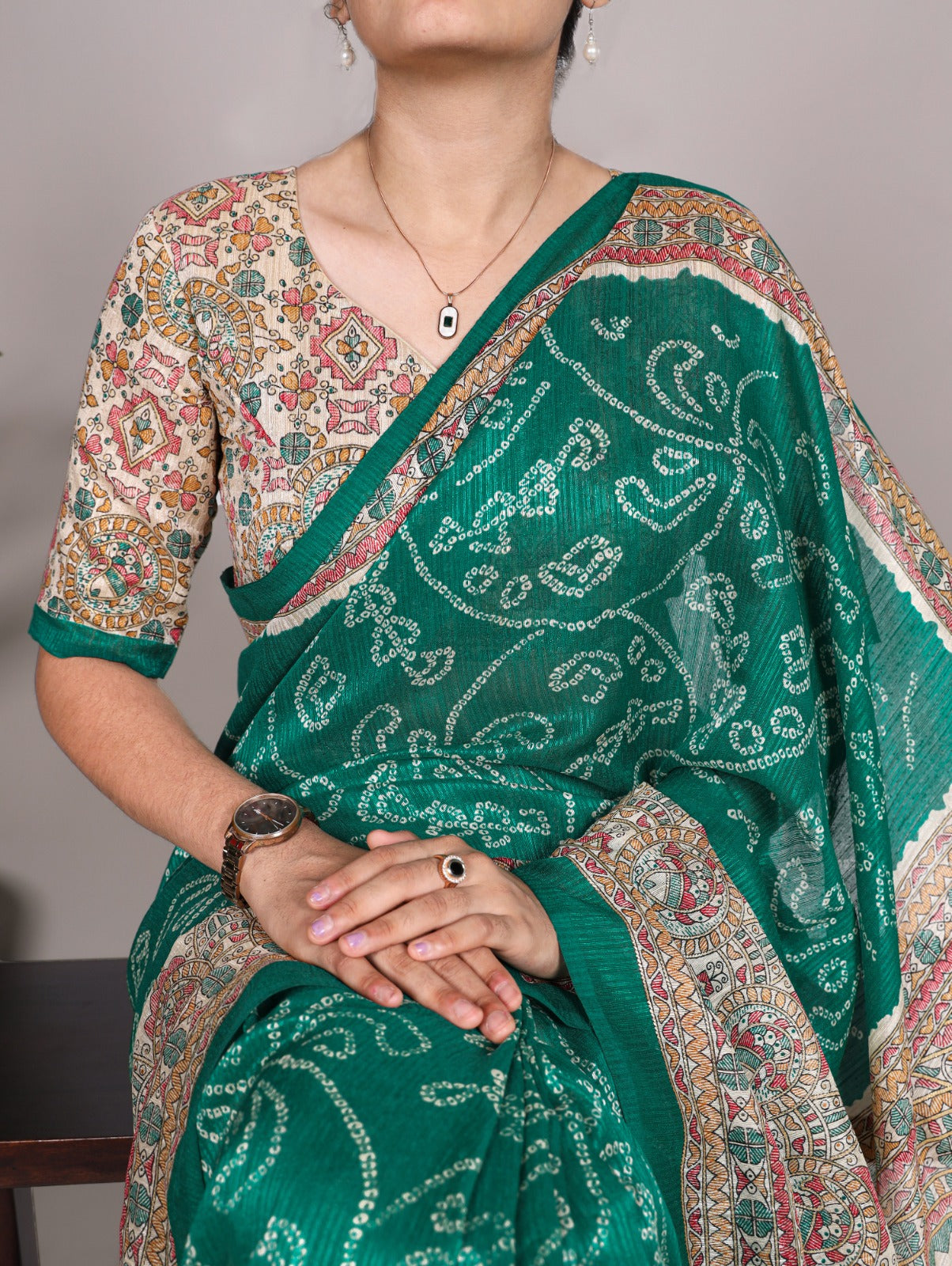 Madhubani Bandhej Print Saree