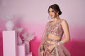 Rose Gold Bridal Net Lehenga Set with Heavy Moti, Mirror & Sequin Work