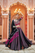 Grey and Black Embroidered Chaniya Choli with Mirror Work