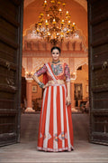 Orange & White Embroidered Viscose Rayon Chaniya Choli