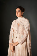 Cream Georgette Anarkali Suit with Chikankari and Zari Work