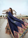 Blue and Green Banarasi Silk Wedding Lehenga with Zarkan Work