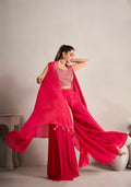 Bright Pink Chinnon Georgette Koti Style Palazzo Suit