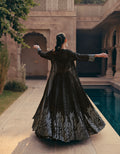 Black Georgette Sharara Suit with Embroidered Jacket