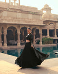 Black Georgette Sharara Suit with Embroidered Jacket