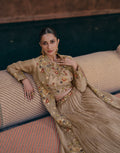 Beige Georgette Sharara Suit with Floral Embroidery