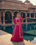 Pink Georgette Sharara Suit with Gold Embroidery