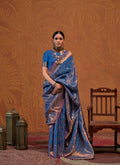 Blue Handloom Weaving Silk Saree with Silk Blouse