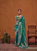 Sea Green Handloom Weaving Silk Saree with Silk Blouse