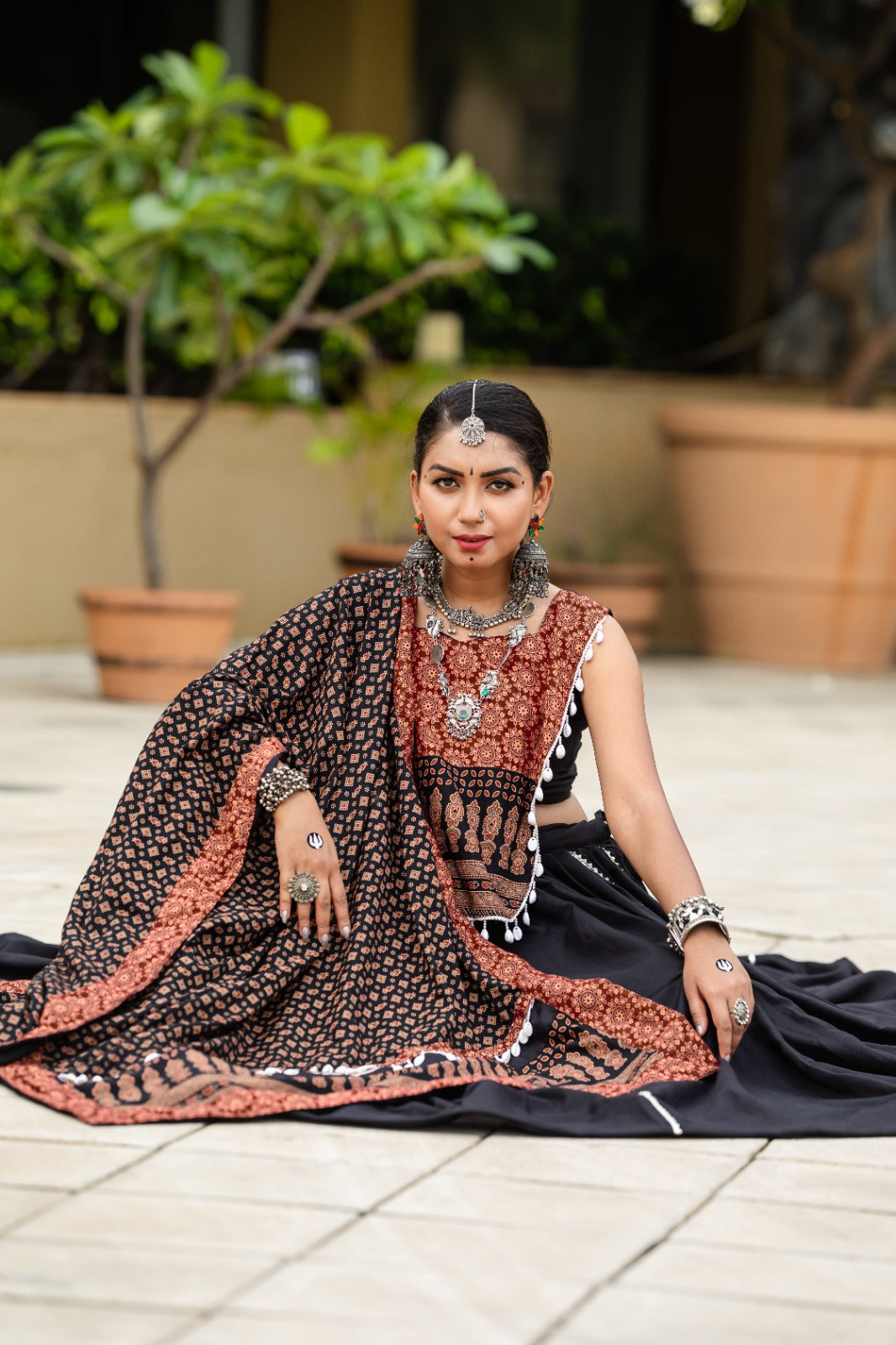 Fully Black Gujarati Chaniya Choli For Garba