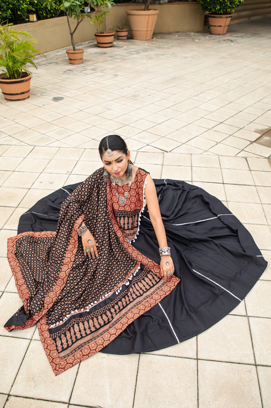 Fully Black Gujarati Chaniya Choli For Garba