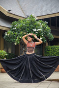 Fully Black Gujarati Chaniya Choli For Garba