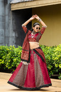 Maroon Cotton Flared Rajwadi Navratri Lehenga Choli