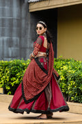 Maroon Cotton Flared Rajwadi Navratri Lehenga Choli