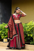 Maroon Cotton Flared Rajwadi Navratri Lehenga Choli