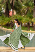 Green and White Flared Rajwadi Navratri Lehenga Choli