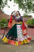 Multi Color Chaniya Choli with Embroidered Mirror Work & Dupatta for Navratri