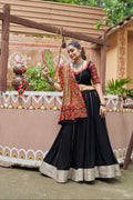 Black Mirror Work Chaniya Choli with Viscose Rayon Dupatta for Navratri