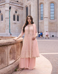 Blush Pink Real Georgette Palazzo Suit with Embroidered Dupatta