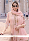 Blush Pink Real Georgette Palazzo Suit with Embroidered Dupatta