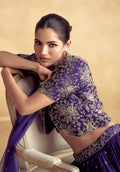 Royal Purple Chinnon Silk Embroidered Lehenga with Net Dupatta