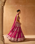 Magenta Pink Embroidered Crop Top and Skirt Lehenga Set