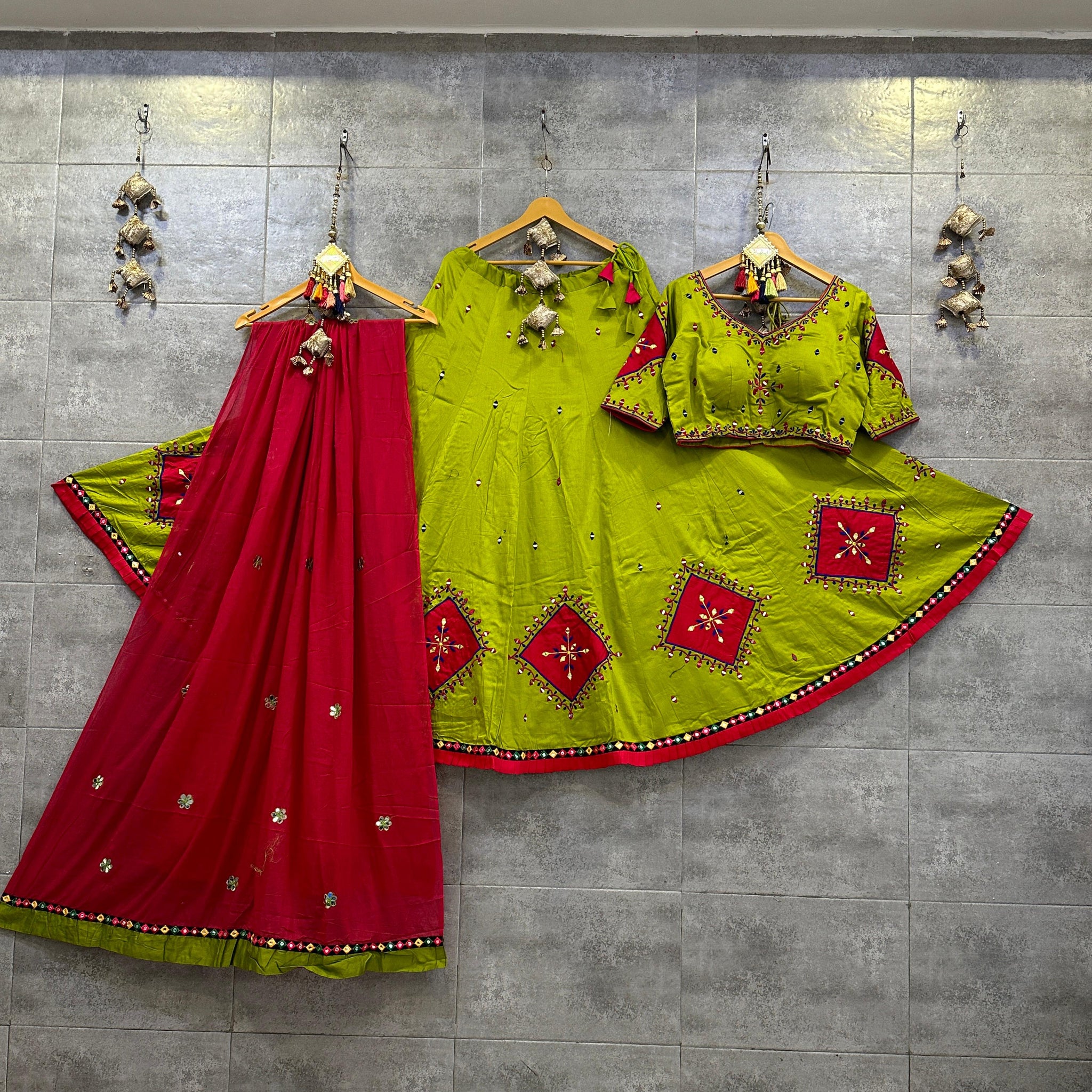 Garba Traditional Jam Cotton Navratri Chaniya Choli For Women's