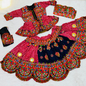 Women's Designer Navratri Traditional Kid's Garba Cap and Kedia Lehenga Choli