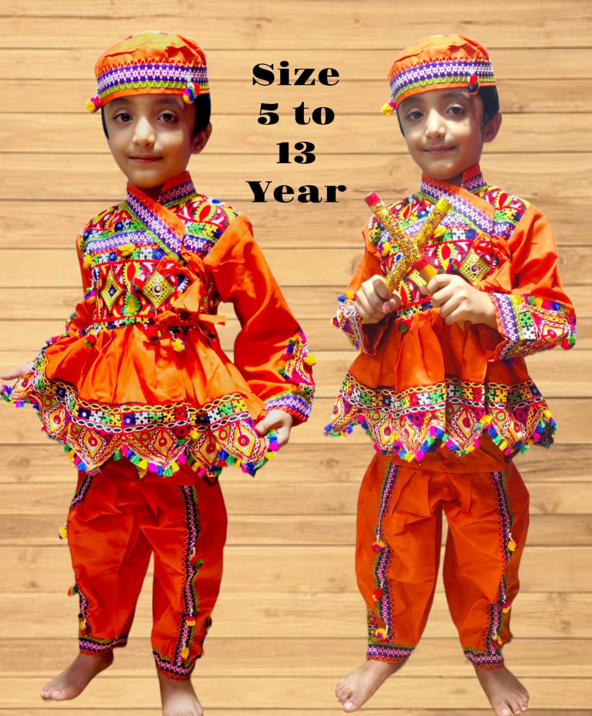 Navratri Traditional Kid's Boy's Garba Special Dhoti Kedia and Cap