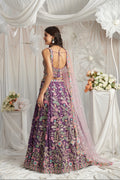 Purple Georgette Lehenga with Multi-Color Sequins & Zarkan Embroidery