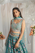 Teal Georgette Lehenga with Multi-Color Sequins & Zarkan Embroidery