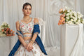 Cream Georgette Lehenga with Moti, Mirror, and Sequins Embroidery