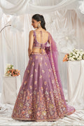 Lavender Organza Lehenga with Multi-Color Sequins & Zarkan Embroidery