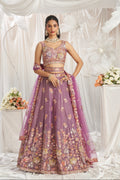 Lavender Organza Lehenga with Multi-Color Sequins & Zarkan Embroidery