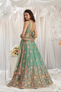 Lime Green Organza Lehenga with Sequins and Zarkan Embroidery