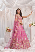 Pink Organza Lehenga with Sequins and Zarkan Embroidery