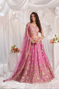 Pink Organza Lehenga with Sequins and Zarkan Embroidery