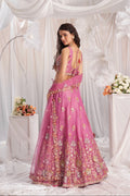 Pink Organza Lehenga with Sequins and Zarkan Embroidery