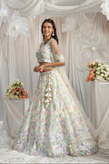 Cream Net Lehenga with Multi-Color Sequins & Embroidered Dupatta