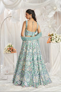 Lime Green Net Lehenga with Multi-Color Sequins & Embroidered Dupatta