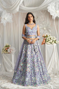 Mauve Net Lehenga with Multicolor Sequins Embroidery