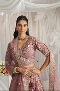 Lavender Gold Bridal Net Lehenga with Gotapatti & Sequins Work