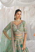 Sea Green Bridal Net Lehenga with Gotapatti & Sequins