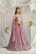 Lavender Georgette Bridal Lehenga with Sequins & Thread Embroidery