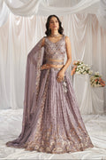 Mauve Georgette Lehenga with Sequins and Embroidery Work