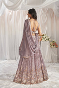 Mauve Georgette Lehenga with Sequins and Embroidery Work