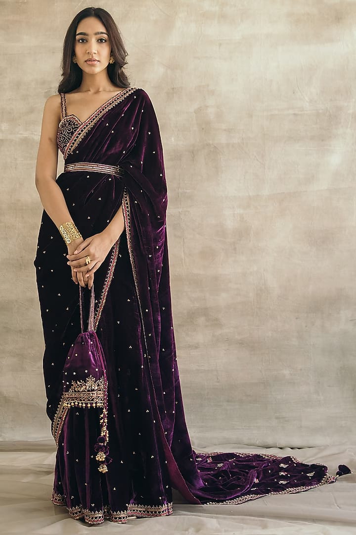 Beautiful Designer Wedding Special Pure 9000 Velvet Saree