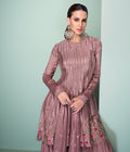 Dust Pink Embroidered Real Chinon Sharara Suit