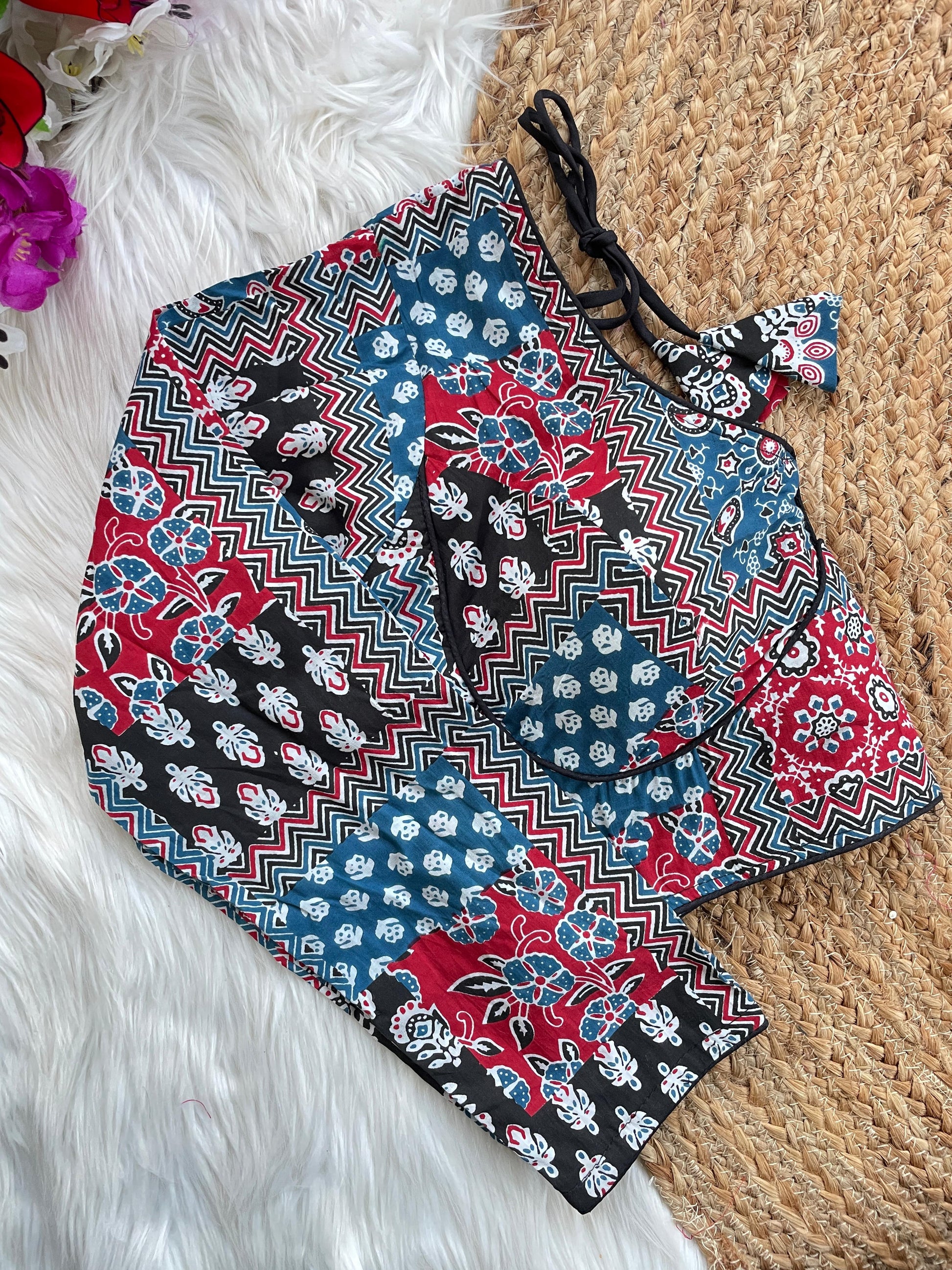 Ajrakh Print Long Sleeve Blouse